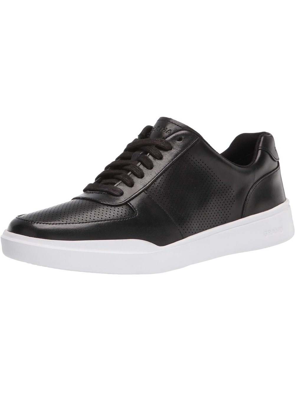 Cole Haan Men's Black Leather Low-Top Sneakers with White Sole